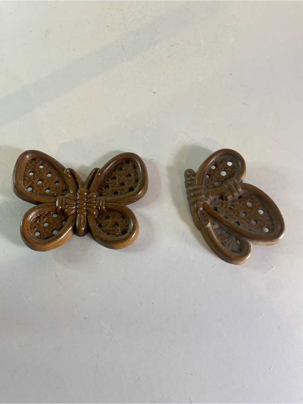 Set Of 2 Vintage 1982 Burwood Plastic Butterfly Wall Hanging 3.5” Height